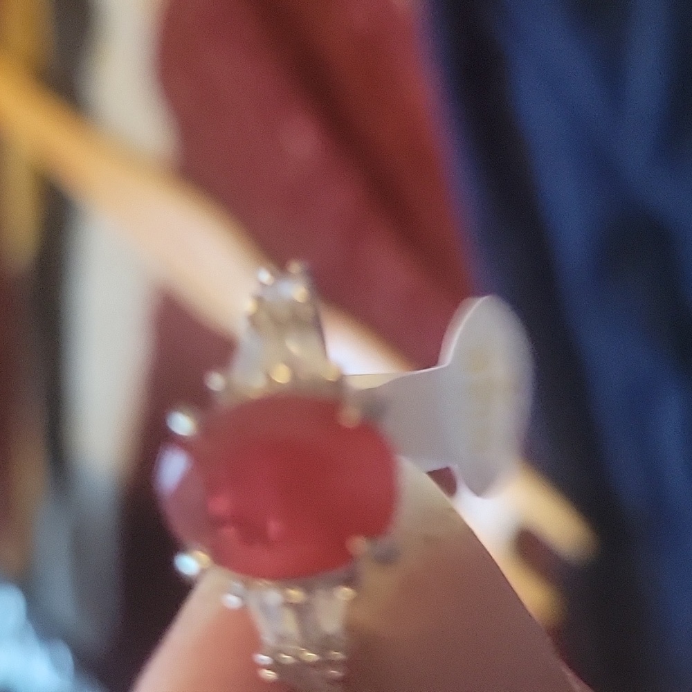Ruby ring with rhodium plating